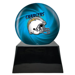 Football Cremation Urn with Optional Los Angeles Chargers Ball Decor and Custom Metal Plaque