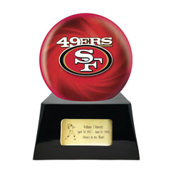 Football Cremation Urn with Optional San Francisco 49ers Ball Decor and Custom Metal Plaque -  product_seo_description -  Sports Urn -  Divinity Urns.