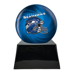 Football Cremation Urn with Optional Seattle Seahawks Ball Decor and Custom Metal Plaque
