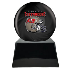 Football Cremation Urn with Optional Tampa Bay Buccaneers Ball Decor and Custom Metal Plaque