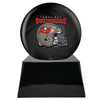 Image of Football Cremation Urn with Optional Tampa Bay Buccaneers Ball Decor and Custom Metal Plaque -  product_seo_description -  Sports Urn -  Divinity Urns.
