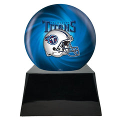 Football Cremation Urn with Optional Tennessee Titans Ball Decor and Custom Metal Plaque