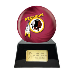 Football Cremation Urn with Optional Washington Redskins Ball Decor and Custom Metal Plaque -  product_seo_description -  Sports Urn -  Divinity Urns.