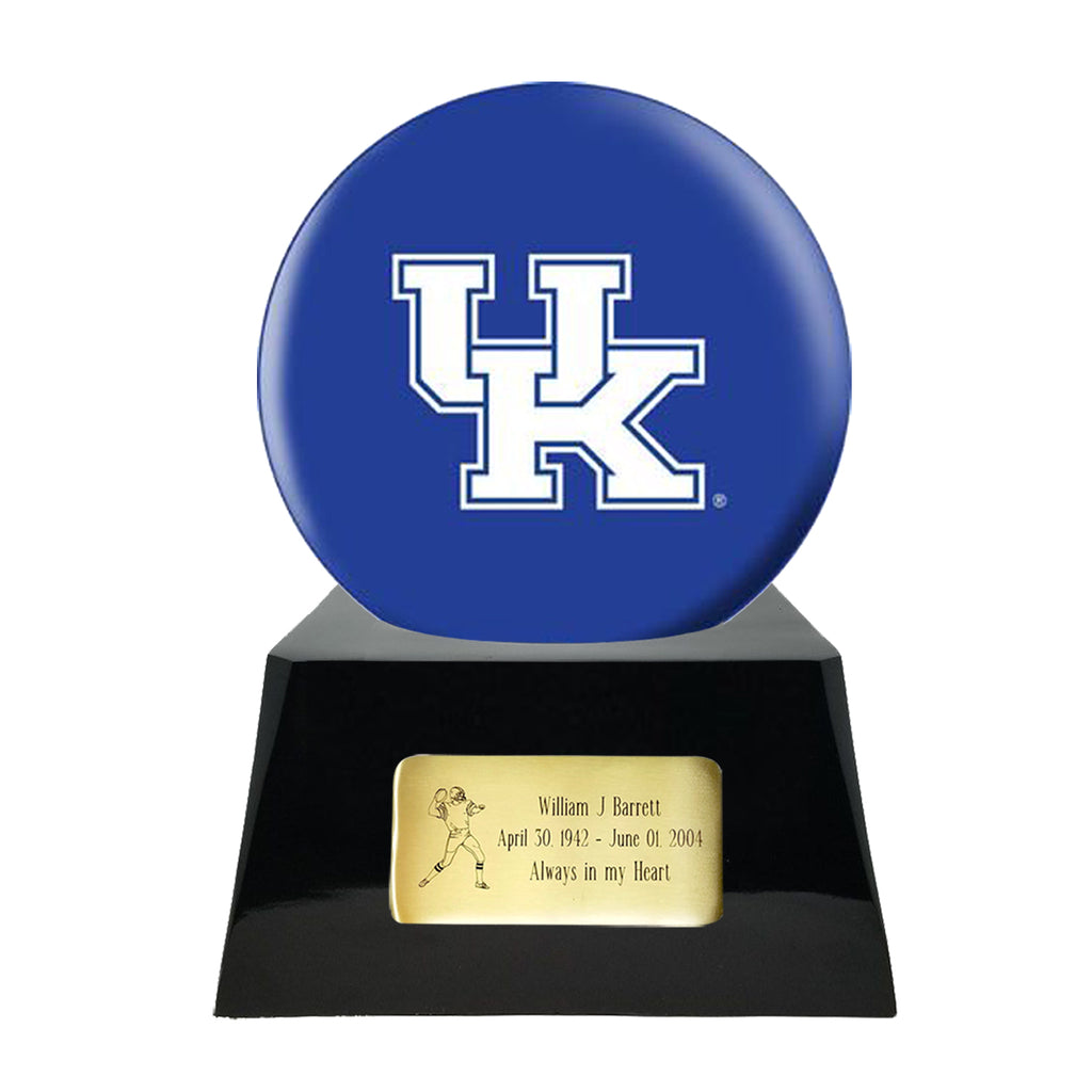 Football Cremation Urn with Optional Kentucky Wildcats Ball Decor and Custom Metal Plaque -  product_seo_description -  Football Team Urns -  Divinity Urns.