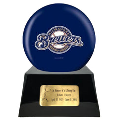 Baseball Cremation Urn with Optional Milwaukee Brewers Ball Decor and Custom Metal Plaque -  product_seo_description -  Baseball -  Divinity Urns.