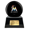 Image of Baseball Cremation Urn with Optional Miami Marlins Ball Decor and Custom Metal Plaque -  product_seo_description -  Sports Urn -  Divinity Urns.