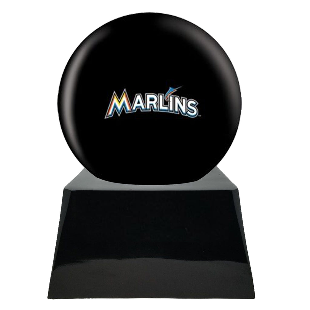 Baseball Cremation Urn with Optional Miami Marlins Ball Decor and Custom Metal Plaque -  product_seo_description -  Sports Urn -  Divinity Urns.