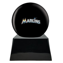 Baseball Cremation Urn with Optional Miami Marlins Ball Decor and Custom Metal Plaque