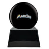 Image of Baseball Cremation Urn with Optional Miami Marlins Ball Decor and Custom Metal Plaque -  product_seo_description -  Sports Urn -  Divinity Urns.