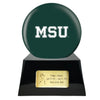 Image of Football Cremation Urn with Optional Michigan State Spartans Ball Decor and Custom Metal Plaque -  product_seo_description -  Football Team Urns -  Divinity Urns.