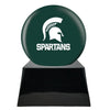 Image of Football Cremation Urn with Optional Michigan State Spartans Ball Decor and Custom Metal Plaque -  product_seo_description -  Football Team Urns -  Divinity Urns.