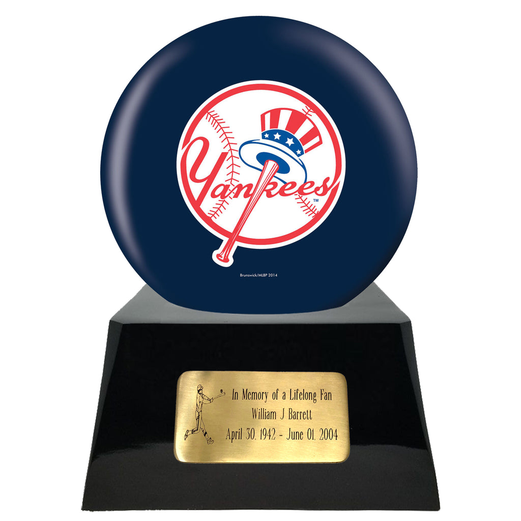 Baseball Cremation Urn with Optional New York Yankees Ball Decor and Custom Metal Plaque -  product_seo_description -  Sports Urn -  Divinity Urns.