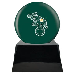 Baseball Cremation Urn with Optional Oakland Athletics Ball Decor and Custom Metal Plaque