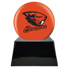 Football Cremation Urn with Optional Oregon State Beavers Ball Decor and Custom Metal Plaque