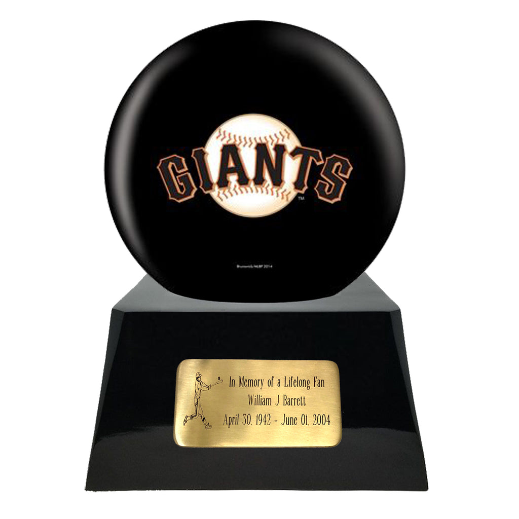 Baseball Cremation Urn with Optional San Francisco Giants Ball Decor and Custom Metal Plaque -  product_seo_description -  Sports Urn -  Divinity Urns.