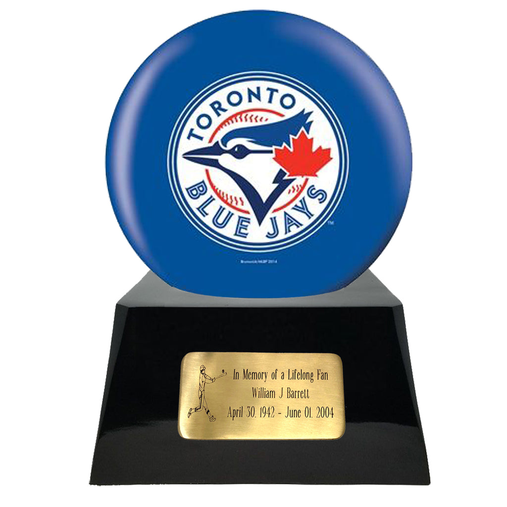 Baseball Cremation Urn with Optional Toronto Blue Jays Ball Decor and Custom Metal Plaque -  product_seo_description -  Baseball -  Divinity Urns.