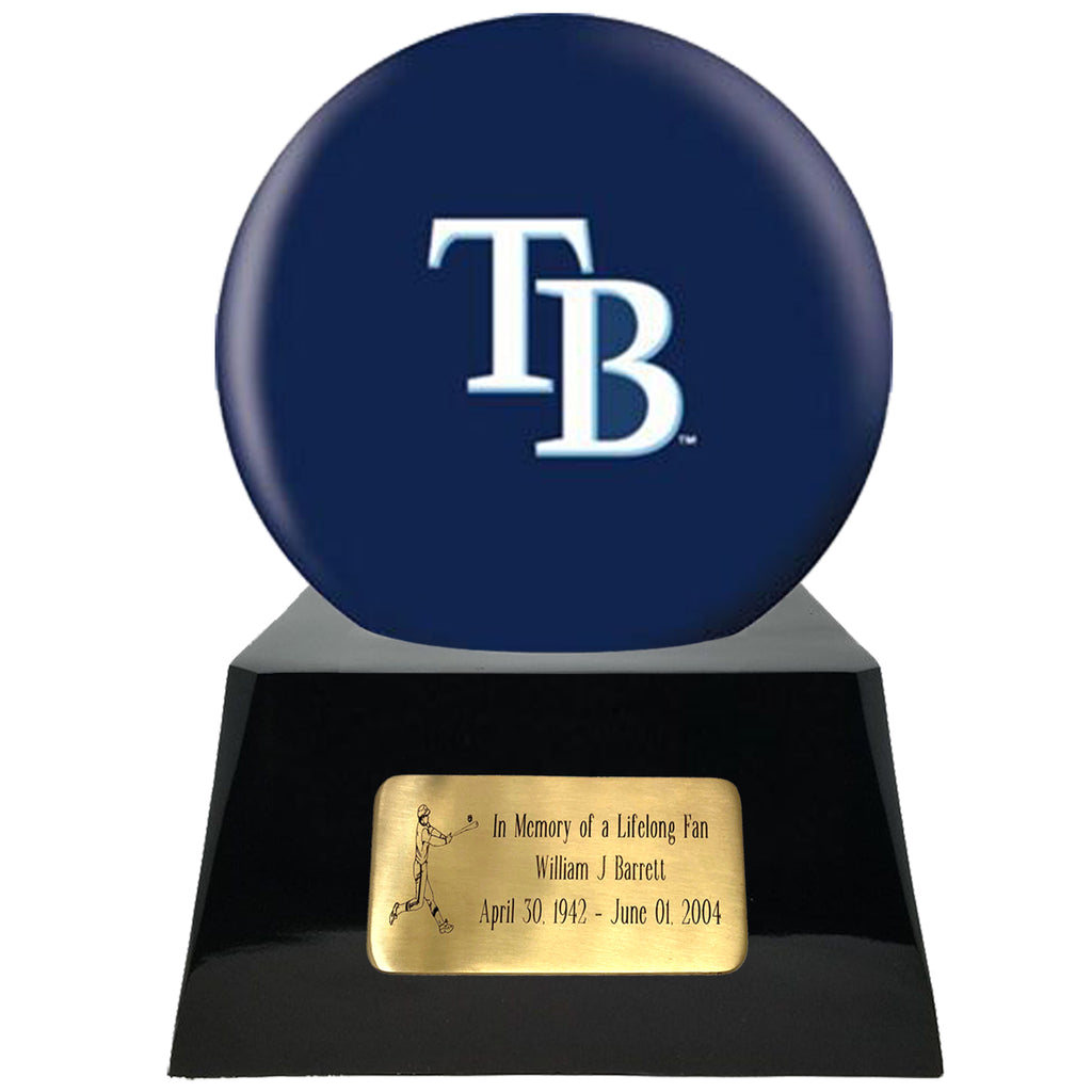 Baseball Cremation Urn with Optional Tampa Bay Rays Ball Decor and Custom Metal Plaque -  product_seo_description -  Baseball -  Divinity Urns.