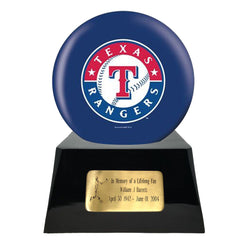 Baseball Cremation Urn with Optional Texas Rangers Ball Decor and Custom Metal Plaque -  product_seo_description -  Baseball -  Divinity Urns.
