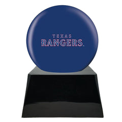 Baseball Cremation Urn with Optional Texas Rangers Ball Decor and Custom Metal Plaque