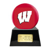 Image of Football Cremation Urn with Optional Wisconsin Badgers Ball Decor and Custom Metal Plaque -  product_seo_description -  Football Team Urns -  Divinity Urns.