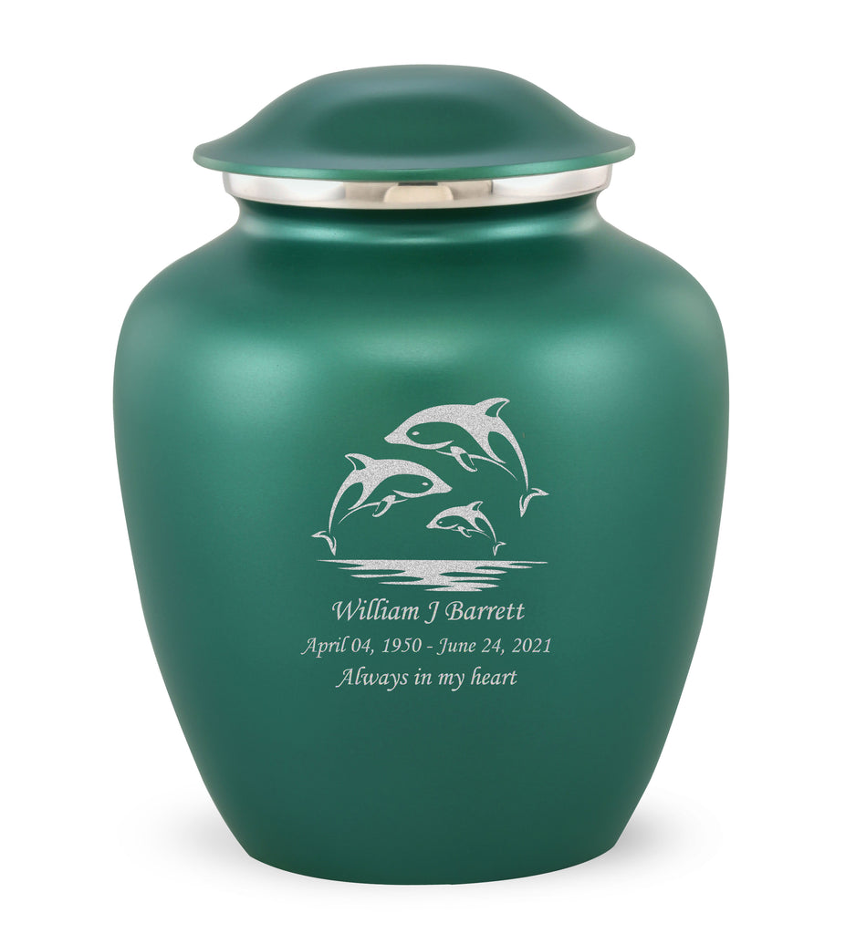Grace Dolphin Custom Engraved Adult Cremation Urn for Ashes in Green,  Grace Urns - Divinity Urns