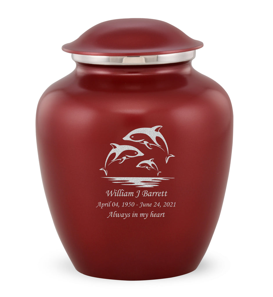 Grace Dolphin Custom Engraved Adult Cremation Urn for Ashes in Red,  Grace Urns - Divinity Urns