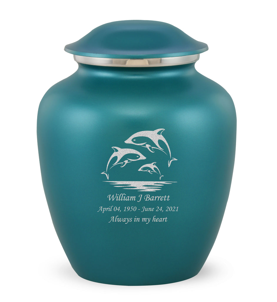 Grace Dolphin Custom Engraved Adult Cremation Urn for Ashes in Teal,  Grace Urns - Divinity Urns
