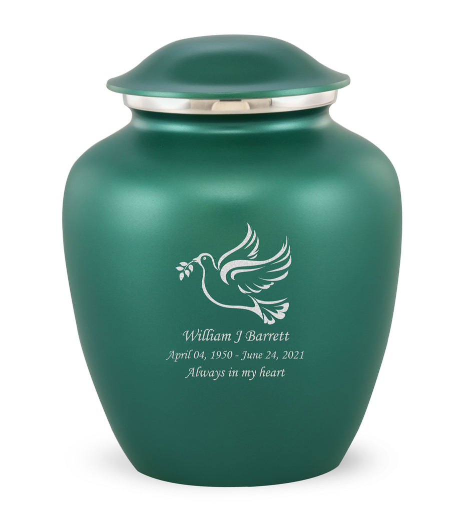 Grace Dove Custom Engraved Adult Cremation Urn for Ashes in Green,  Grace Urns - Divinity Urns