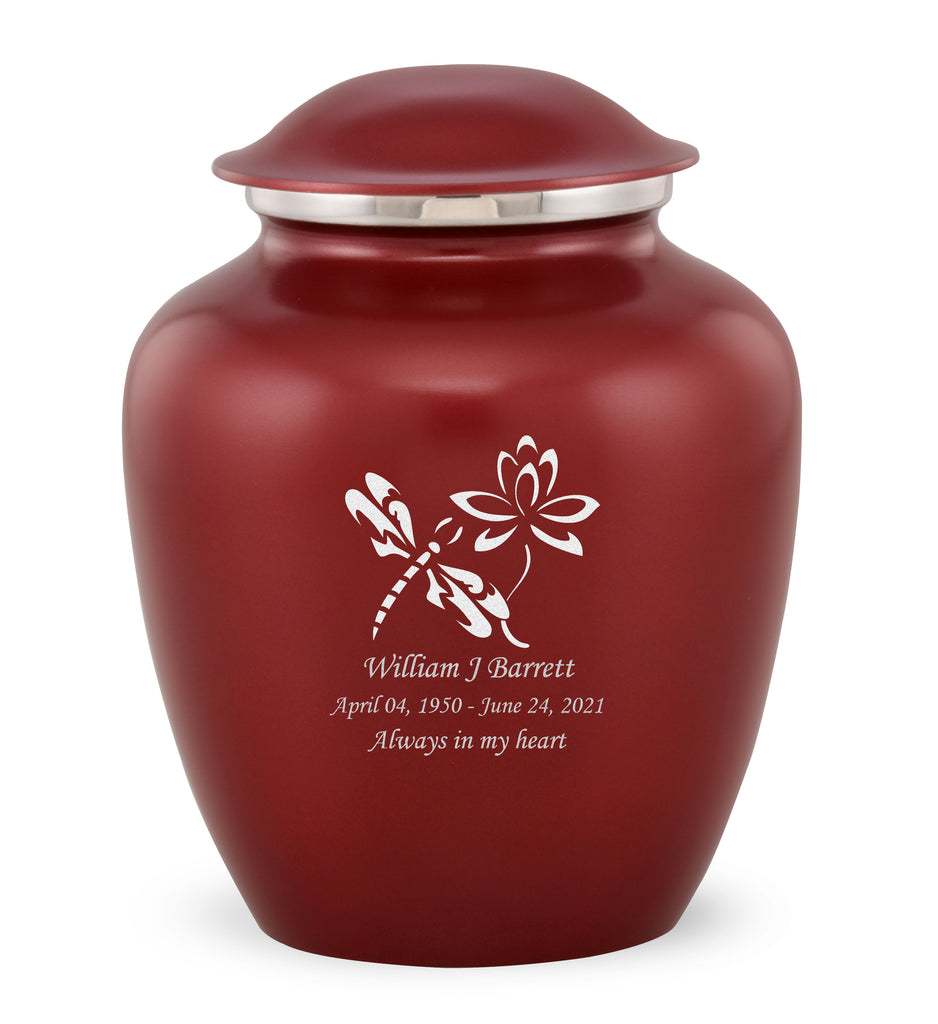 Grace Dragonfly Custom Engraved Adult Cremation Urn for Ashes in Red,  Grace Urns - Divinity Urns