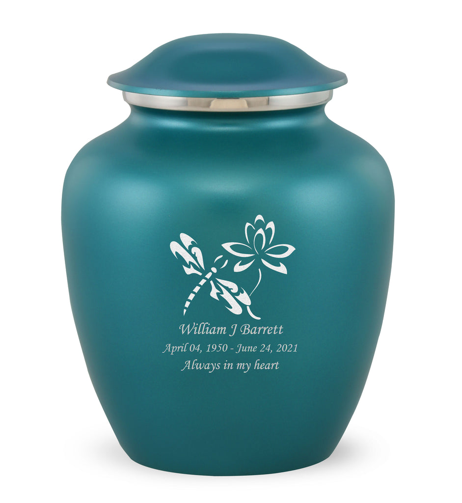 Grace Dragonfly Custom Engraved Adult Cremation Urn for Ashes in Teal,  Grace Urns - Divinity Urns