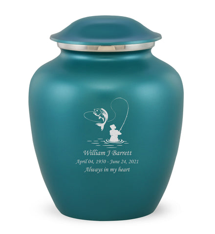 Grace Fishing Custom Engraved Adult Cremation Urn for Ashes in Teal,  Grace Urns - Divinity Urns