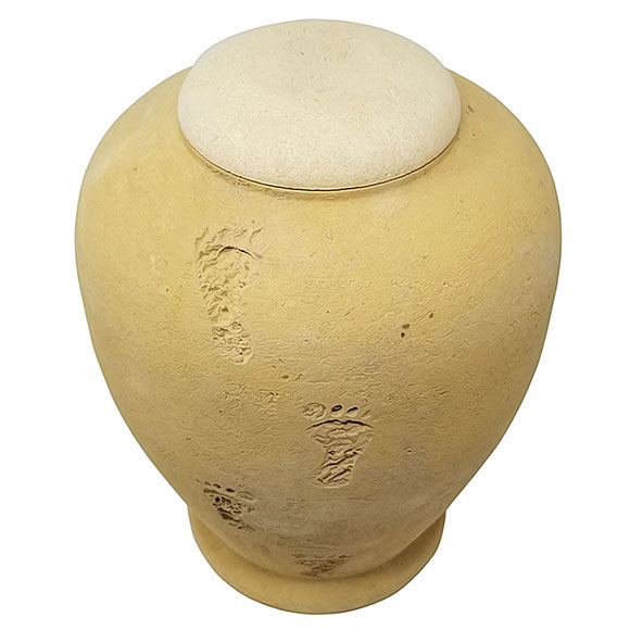 Beige Footprint Biodegradable Sand Urn -  product_seo_description -  Biodegradable Urn -  Divinity Urns.
