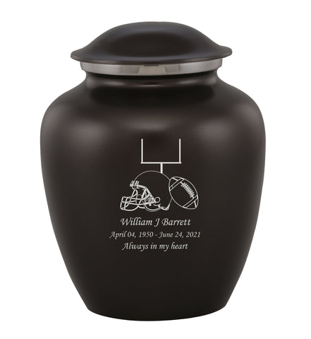 Grace Football Custom Engraved Adult Cremation Urn for Ashes in Black,  Grace Urns - Divinity Urns