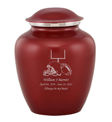 Grace Football Custom Engraved Adult Cremation Urn for Ashes in Red,  Grace Urns - Divinity Urns