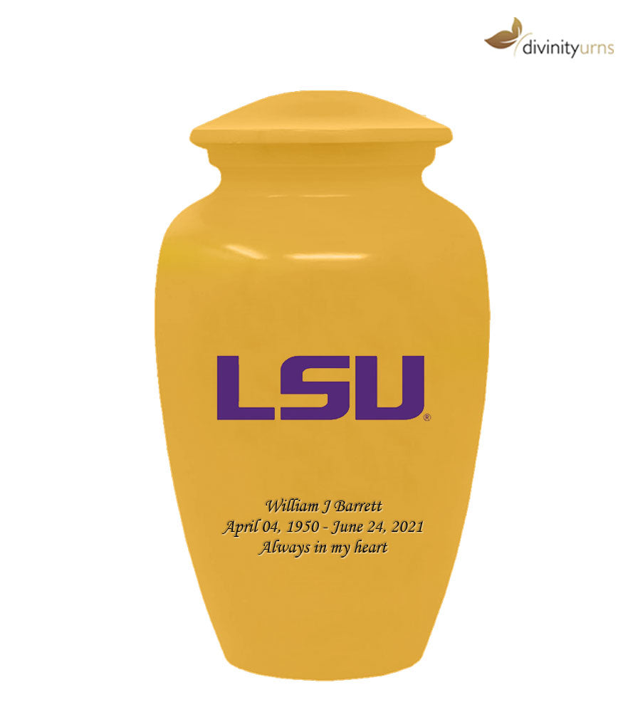 Gold Louisiana State University Tigers Memorial Cremation Urn,  Sports Urn - Divinity Urns
