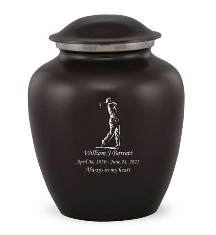 Grace Golfer Custom Engraved Adult Cremation Urn for Ashes in Black,  Grace Urns - Divinity Urns