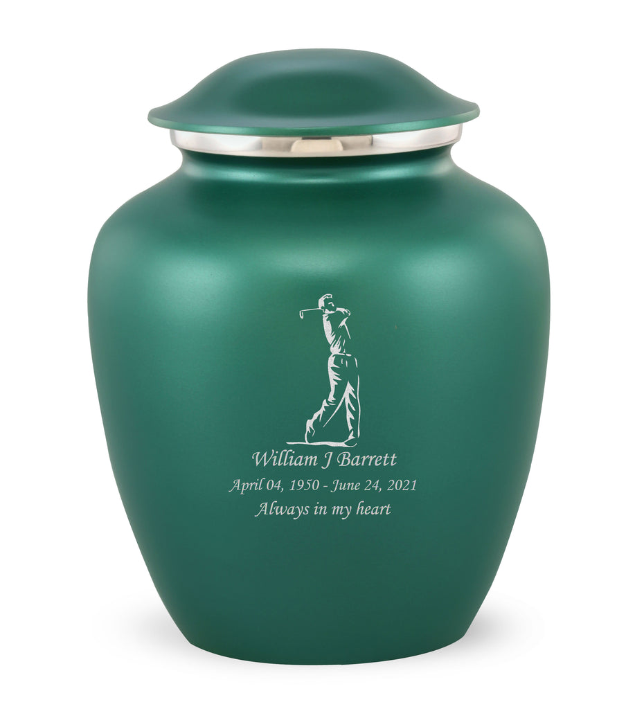 Grace Golfer Custom Engraved Adult Cremation Urn for Ashes in Green,  Grace Urns - Divinity Urns