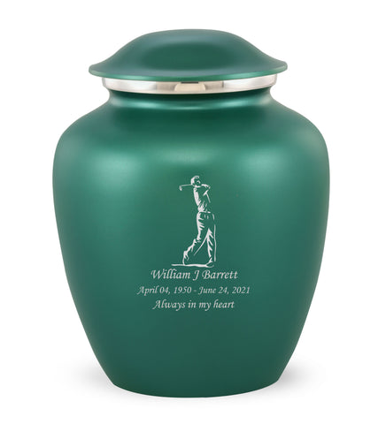 Grace Golfer Custom Engraved Adult Cremation Urn for Ashes in Green,  Grace Urns - Divinity Urns