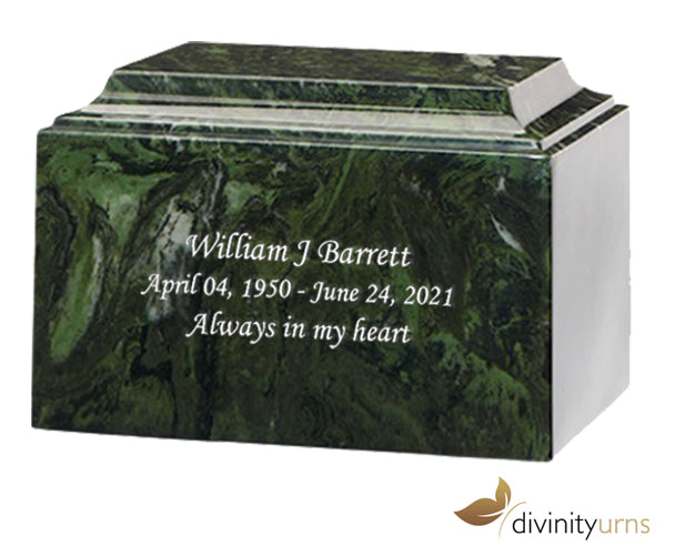Green Ascota Cultured Marble Cremation Urn,  Cultured Marble Urn - Divinity Urns