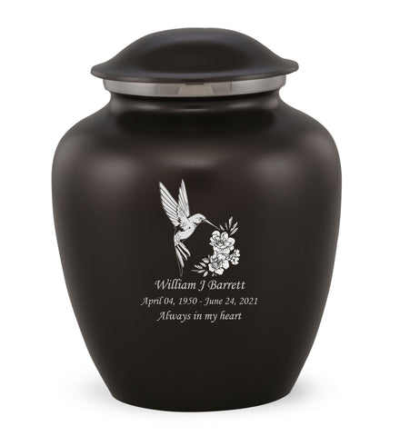Grace Hummingbird Custom Engraved Adult Cremation Urn for Ashes in Black,  Grace Urns - Divinity Urns