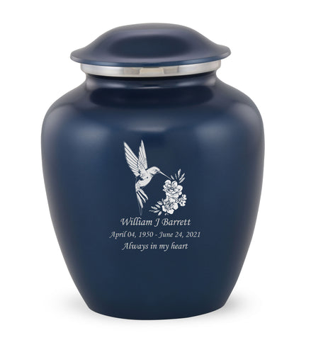 Grace Hummingbird Custom Engraved Adult Cremation Urn for Ashes in Blue,  Grace Urns - Divinity Urns