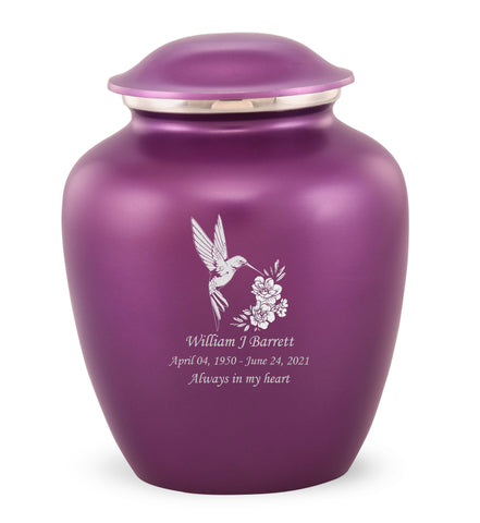 Grace Hummingbird Custom Engraved Adult Cremation Urn for Ashes in Purple,  Grace Urns - Divinity Urns