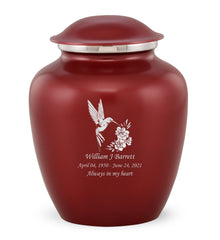 Grace Hummingbird Custom Engraved Adult Cremation Urn for Ashes in Red,  Grace Urns - Divinity Urns