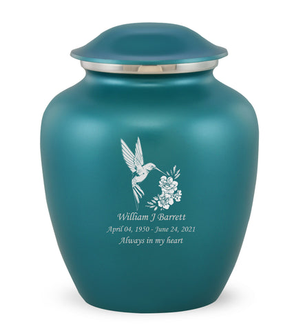 Grace Hummingbird Custom Engraved Adult Cremation Urn for Ashes in Teal,  Grace Urns - Divinity Urns