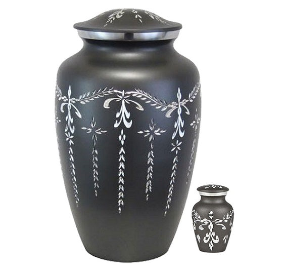 Large Fancy Flourish Alloy Cremation Urn -  product_seo_description -  Alloy Urns -  Divinity Urns.