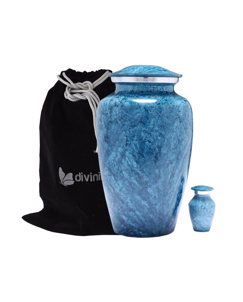 Blue Marble Finish Cremation Urn Set -  product_seo_description -   -  Divinity Urns.