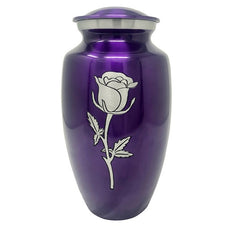 Purple Eternal Rose Alloy Cremation urn Solid Metal Urn -  product_seo_description -  Adult Urn -  Divinity Urns.