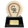 Image of Baseball Cremation Urn with Optional Ivory Colorado Rockies Ball Decor and Custom Metal Plaque -  product_seo_description -  Baseball -  Divinity Urns.