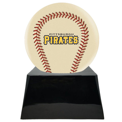 Baseball Cremation Urn with Optional Ivory Pittsburgh Pirates Ball Decor and Custom Metal Plaque -  product_seo_description -  Baseball -  Divinity Urns.