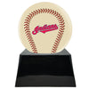 Image of Baseball Cremation Urn with Optional Ivory Cleveland Indians Ball Decor and Custom Metal Plaque -  product_seo_description -  Baseball -  Divinity Urns.